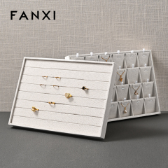 FANXI wholesale White Sackcloth Jewelry display tray
