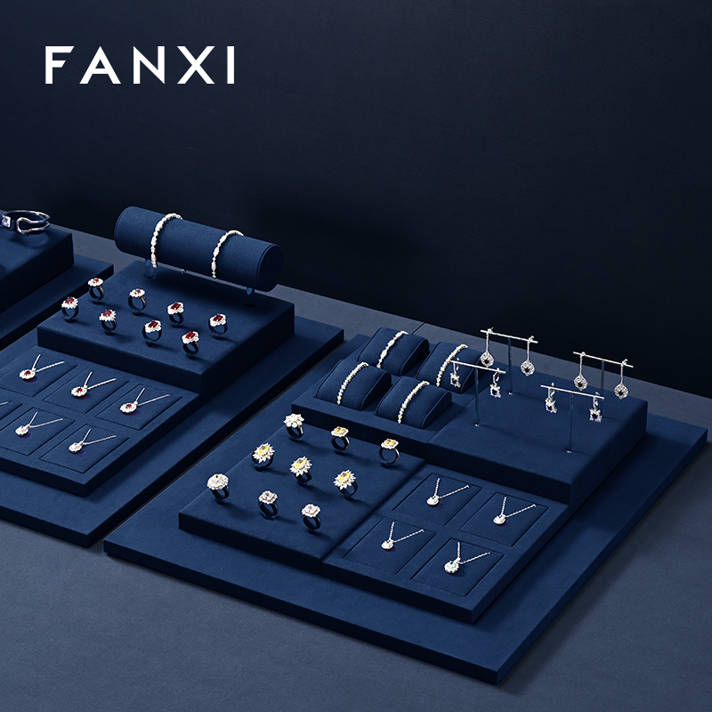 FANXI factory Blue Microfiber luxury jewellery display