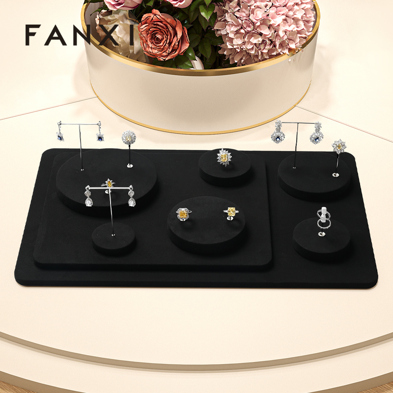 FANXI new arrival Black Microfiber jewelry display rack