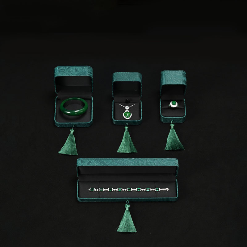 FANXI hot sale green brocade cloth and silk jewel case