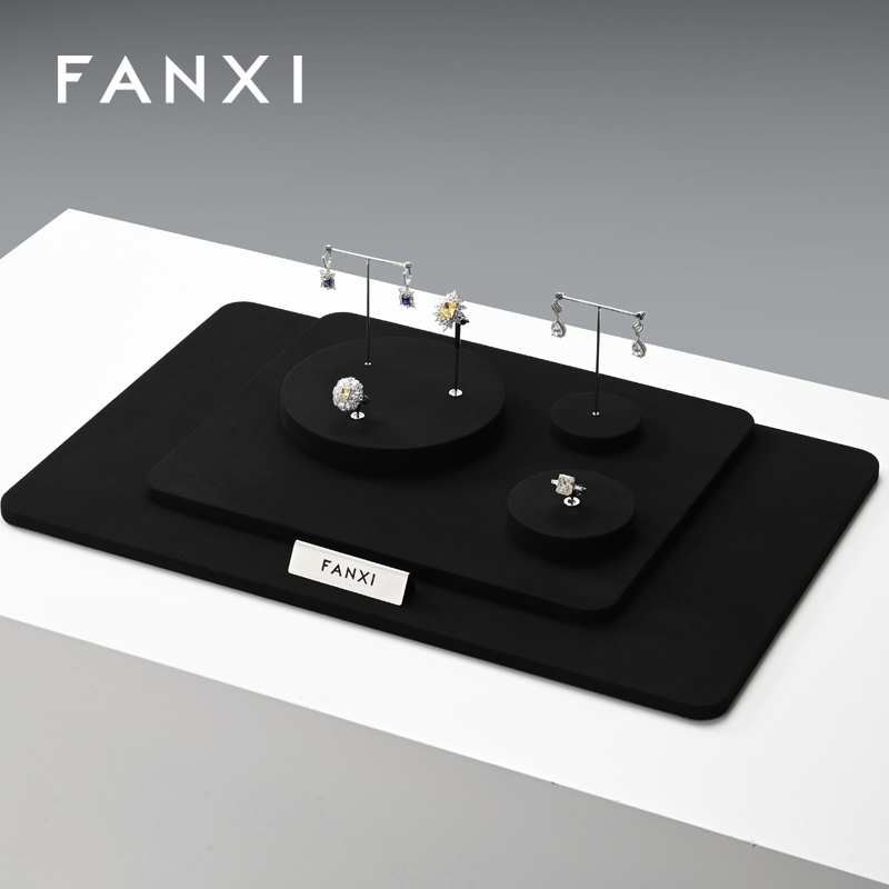 FANXI new arrival Black Microfiber jewelry display rack