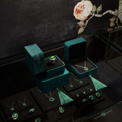 FANXI hot sale green brocade cloth and silk jewel case