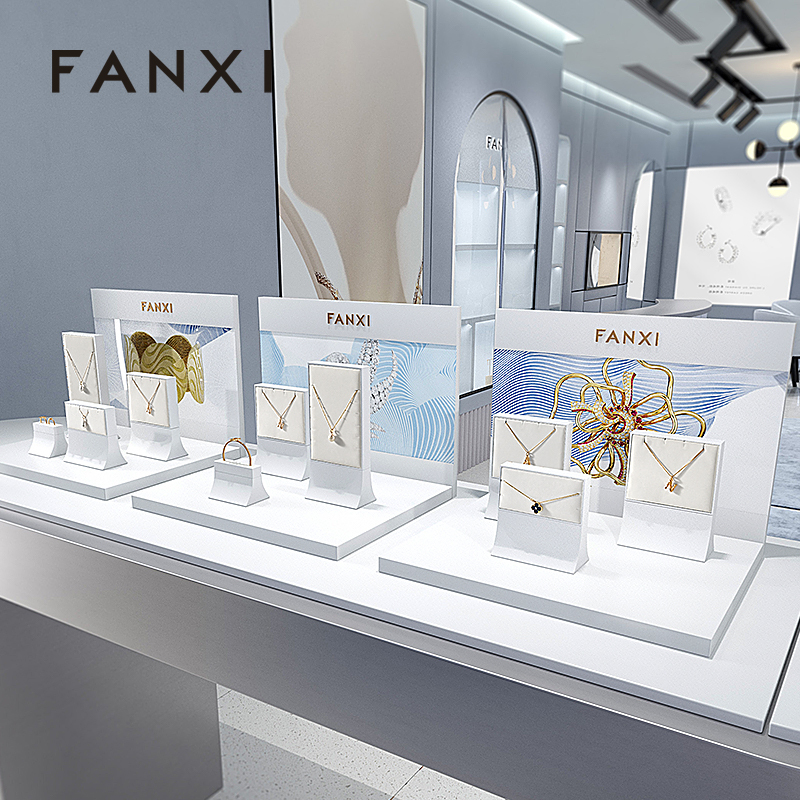 FANXI factory White Baking paint Jewelry display set series