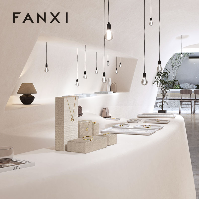 FANXI high end Original color Linen Jewelry Rack