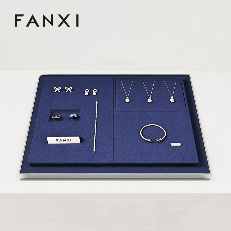FANXI fashion glossy silver Microfiber jewelry display