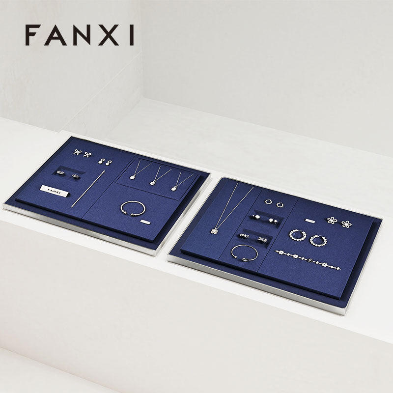 FANXI fashion glossy silver Microfiber jewelry display