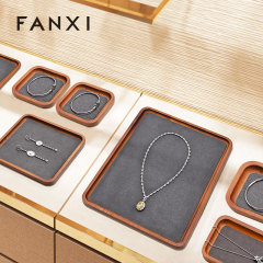 Solid wooden jewellery ring display jewelry tray