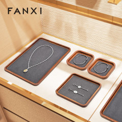 Solid wooden jewellery ring display jewelry tray