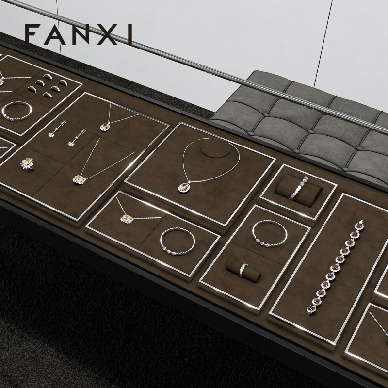 FANXI New arrival Coffee color metal Jewelry Display