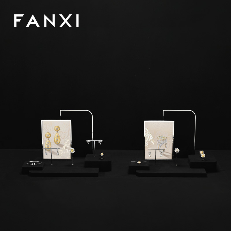 FANXI Fashion Black Microfiber Jewelry display set