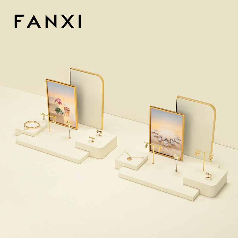 FANXI New arrival Beige Microfiber Jewelry display set