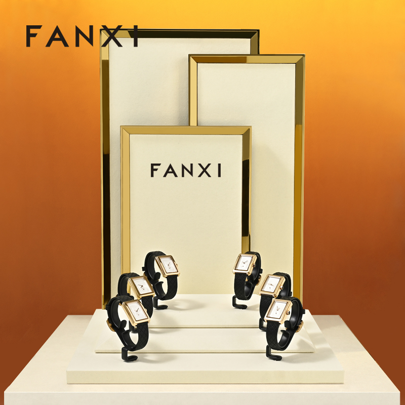 FANXI Custom Beige and black microfiber Jewelry set
