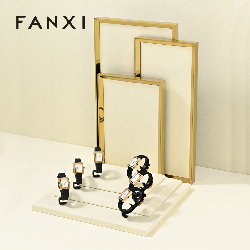 FANXI Custom Beige and black microfiber Jewelry set