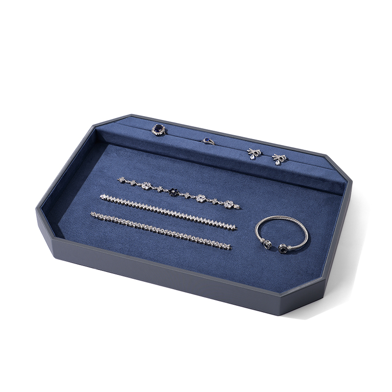 FANXI Hot sale Leather and Suede Green Blue Jewelry Box