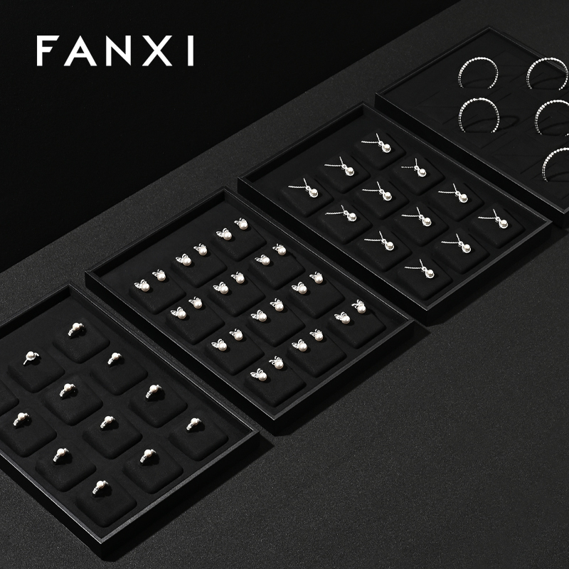 FANXI Custom leather Microfiber Black Jewelry plate