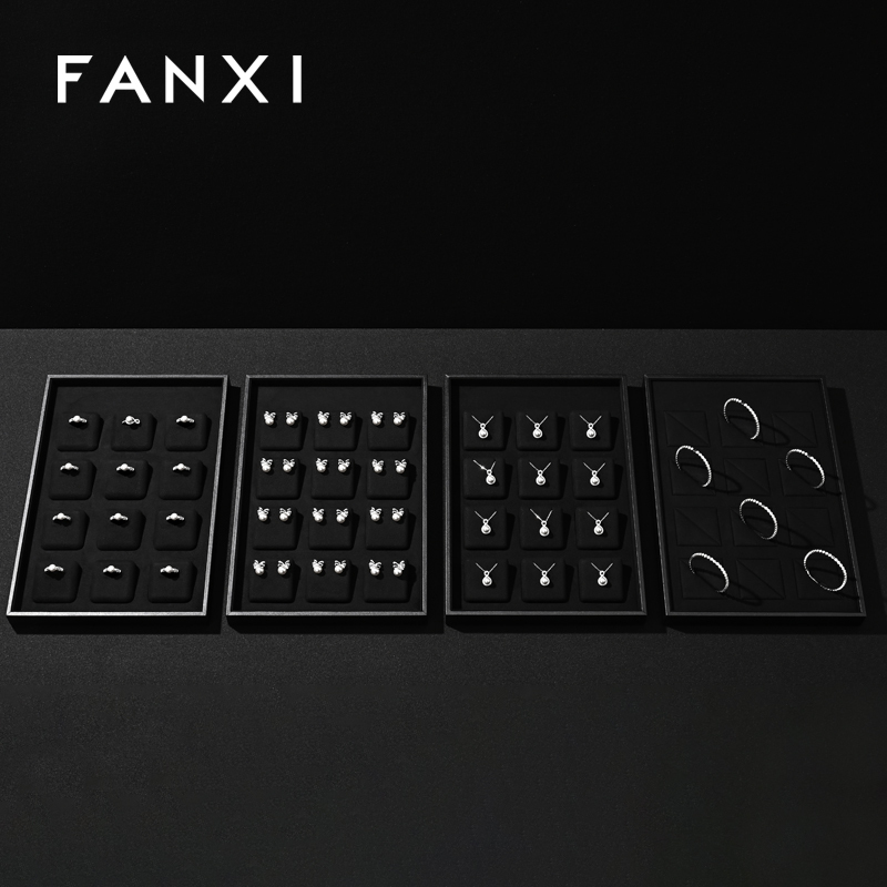 FANXI Custom leather Microfiber Black Jewelry plate