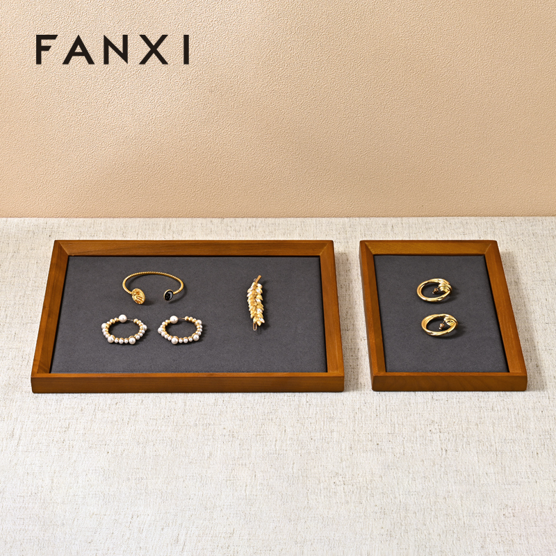 FANXI High quality solid wood Beige Jewelry plate