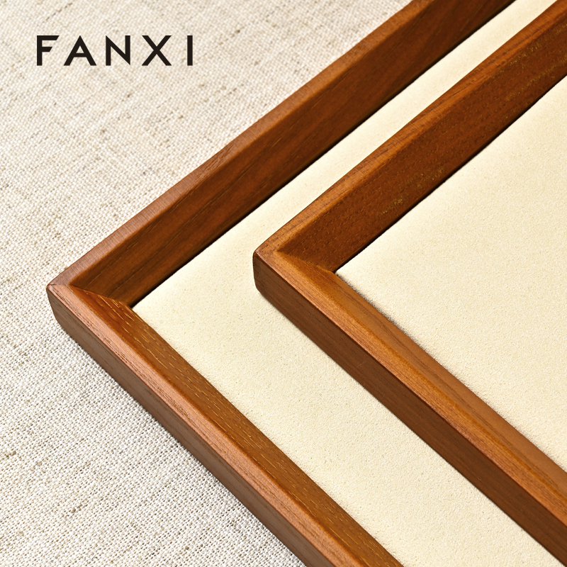 FANXI High quality solid wood Beige Jewelry plate