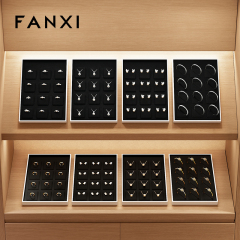 FANXI Luxury Black Microfiber and leather Jewelry display tray