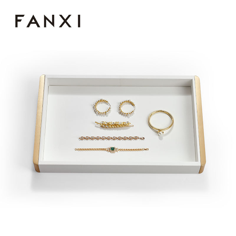 FANXI Luxury white Metal leather Jewelry plate