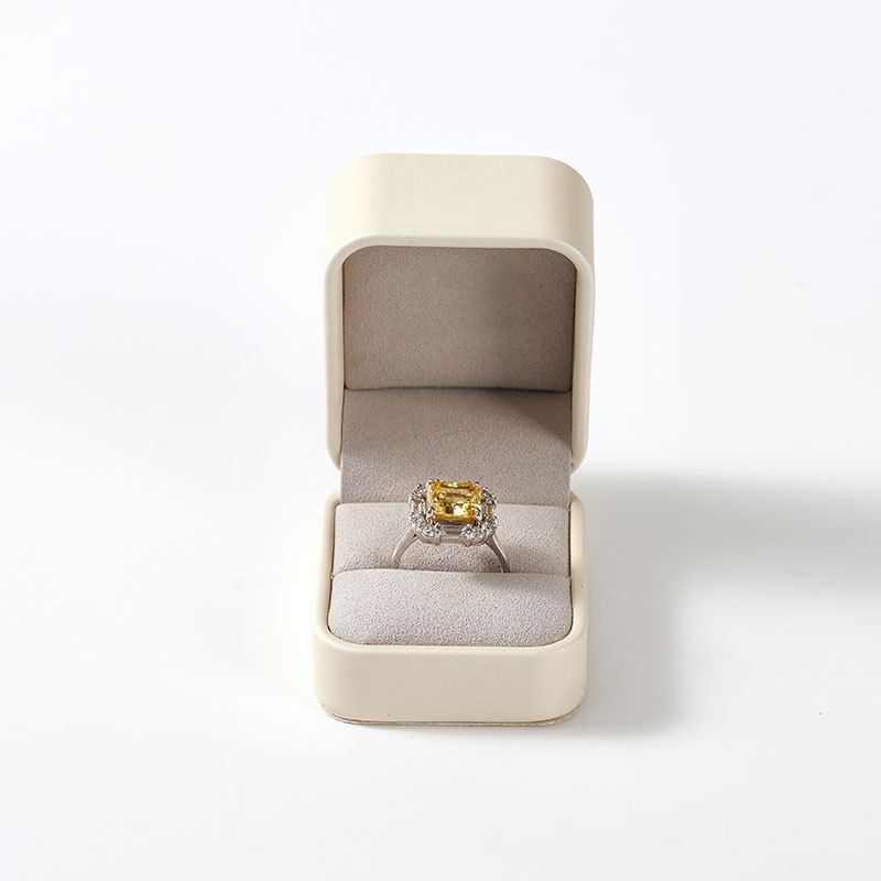 FANXI Factory beige leather Microfber Ring Box