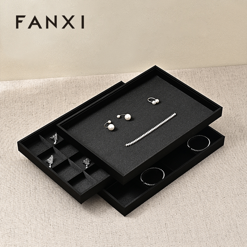 FANXI New arrival Black Silk Jewelry display tray