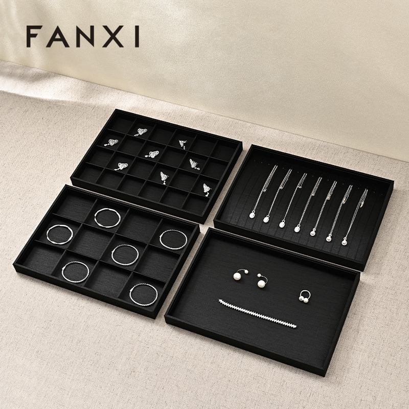 FANXI New arrival Black Silk Jewelry display tray
