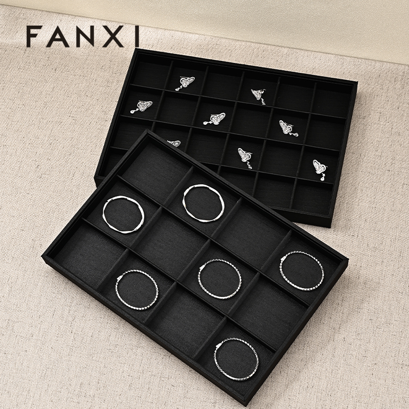 FANXI New arrival Black Silk Jewelry display tray