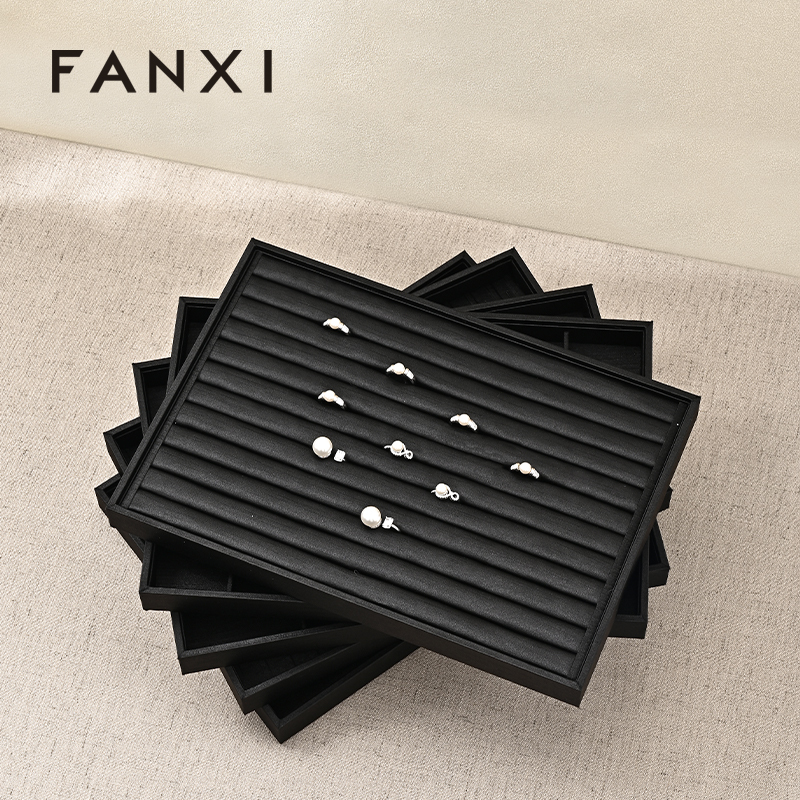 FANXI New arrival Black Silk Jewelry display tray