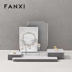 FANXI Factory Grey Microfiber metal Jewelry display set