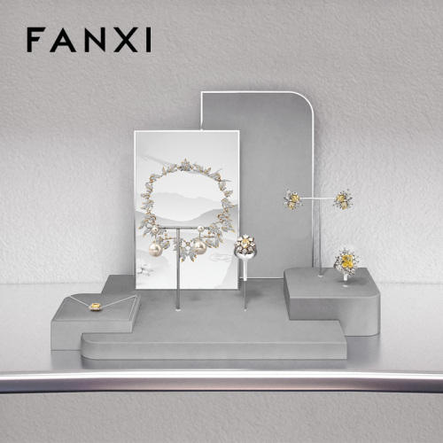 FANXI Factory Grey Microfiber metal Jewelry display set