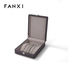 FANXI Luxury leather microfiber Gray Jewelry box