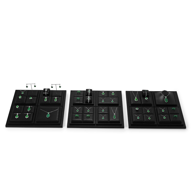 FANXI Luxury Black leather Jewelry display set