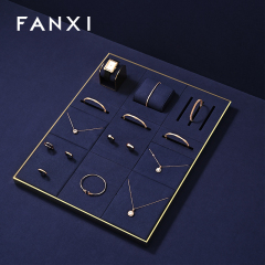 FANXI Fashion Blue Microfiber Jewelry Display Plate