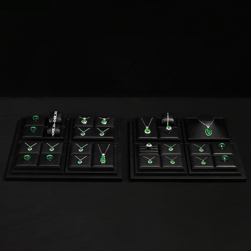 FANXI Luxury Black leather Jewelry display set