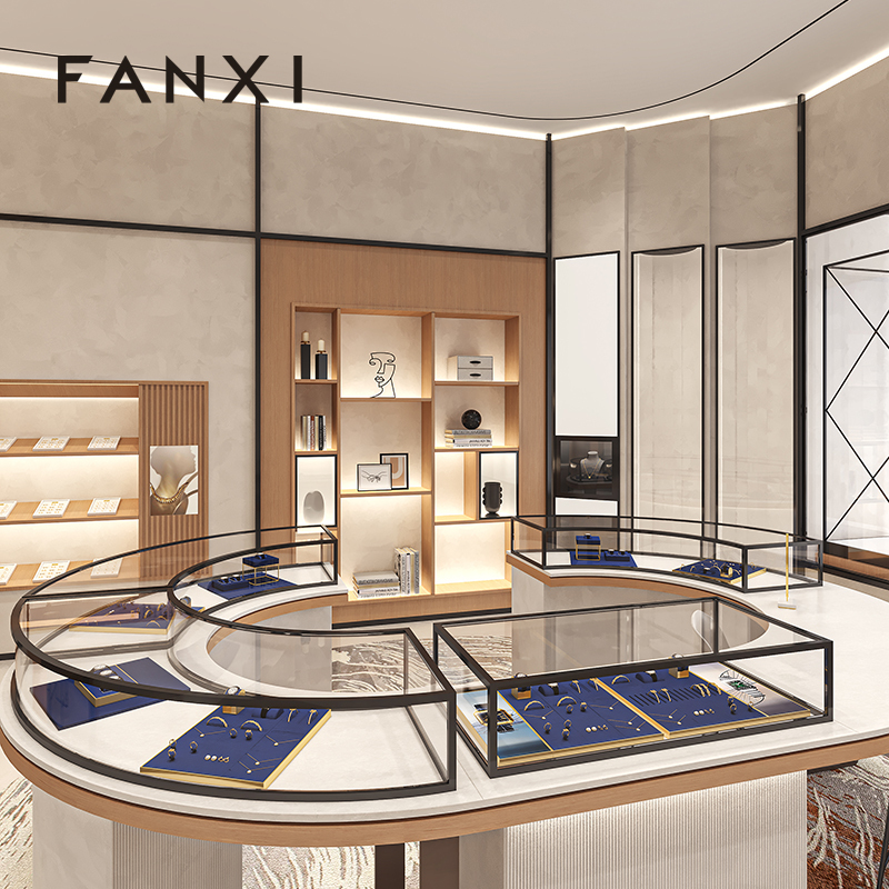 FANXI Fashion Blue Microfiber Jewelry Display Plate