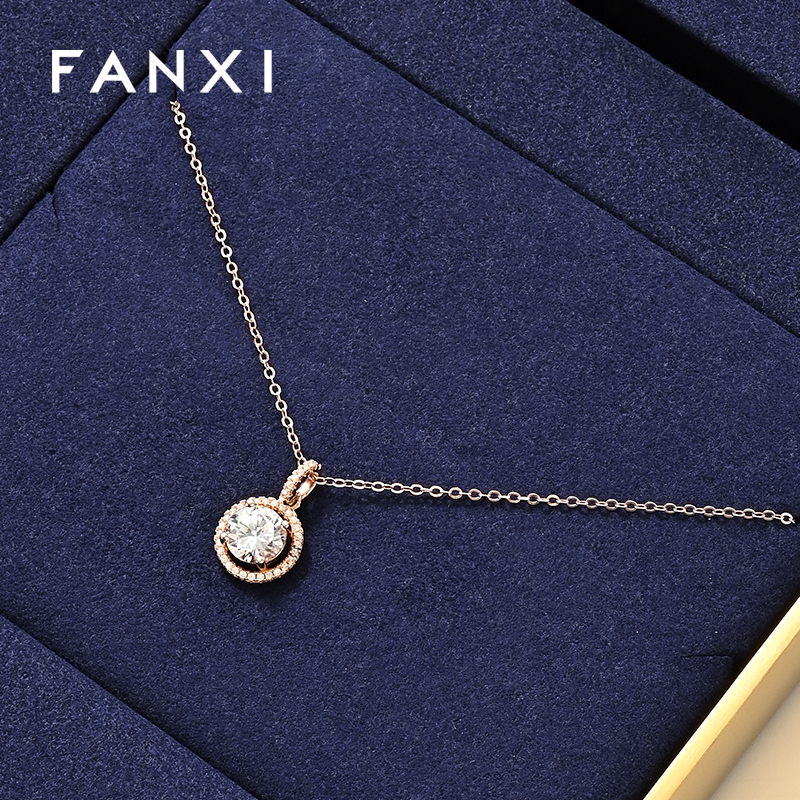 FANXI Fashion Blue Microfiber Jewelry Display Plate