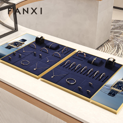 FANXI Fashion Blue Microfiber Jewelry Display Plate