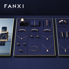 FANXI Fashion Blue Microfiber Jewelry Display Plate