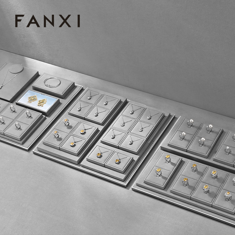 FANXI High quality Grey Microfiber Jewelry display set series