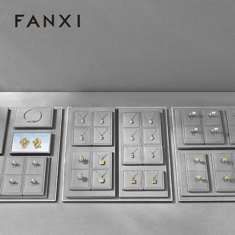 FANXI High quality Grey Microfiber Jewelry display set series