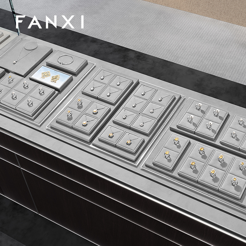 FANXI High quality Grey Microfiber Jewelry display set series