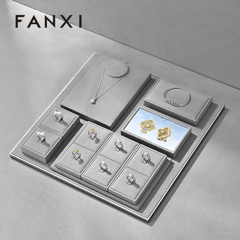 FANXI High quality Grey Microfiber Jewelry display set series