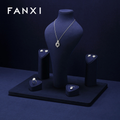 FANXI Hot sale Blue Microfiber Jewelry display set