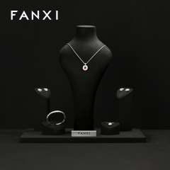 FANXI Fashion Black Microfiber Jewelry display set