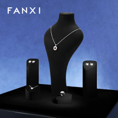 FANXI Fashion Black Microfiber Jewelry display set