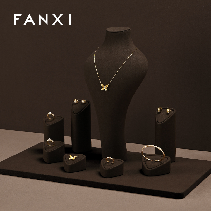 FANXI Wholesale Coffee Microfiber Jewelry display set