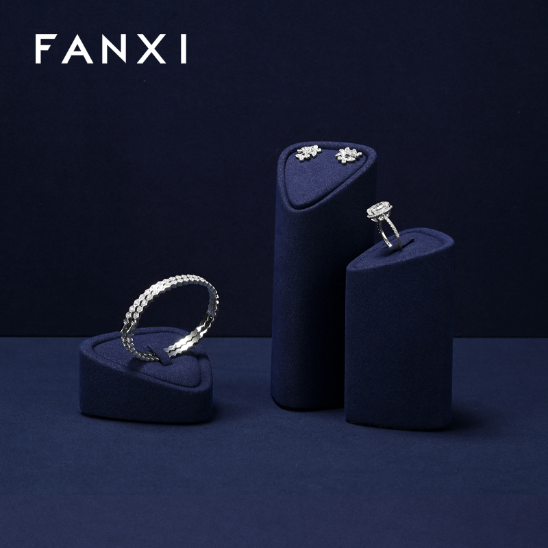 FANXI Hot sale Blue Microfiber Jewelry display set