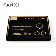 FANXI Custom Black Velvet Metal jewelry display tray