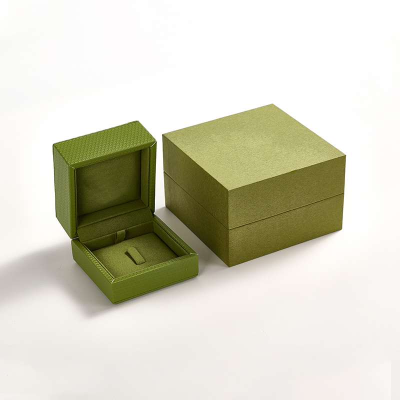 FANXI Custom Fluorescent Green leatherette paper Ring Box